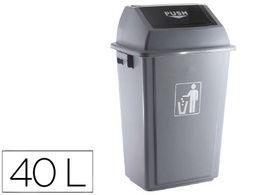 [KF16747] PAPELERA CONTENEDOR Q-CONNECT PLASTICO CON TAPA DE BALANCIN 40 LITROS GRIS 410X280X610 MM