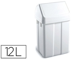 [24662] PAPELERA CONTENEDOR TTS PLASTICO CON TAPADERA MAX 12 LITROS BLANCA 400X230X200 MM