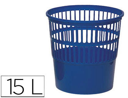 [KF15148] PAPELERA PLASTICO Q-CONNECT 15 LITROS REJILLA COLOR AZUL 285X290 MM