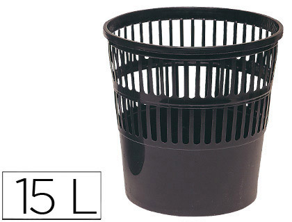 [KF15149] PAPELERA PLASTICO Q-CONNECT 15 LITROS REJILLA COLOR NEGRO 285X290 MM