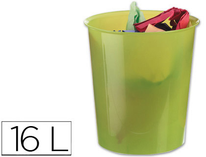 [KF15260] PAPELERA PLASTICO Q-CONNECT VERDE TRANSLUCIDO 16 LITROS