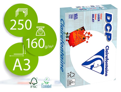[1843C] PAPEL FOTOCOPIADORA CLAIREFONTAINE DIN A3 160 GRAMOS PAQUETE DE 250 HOJAS