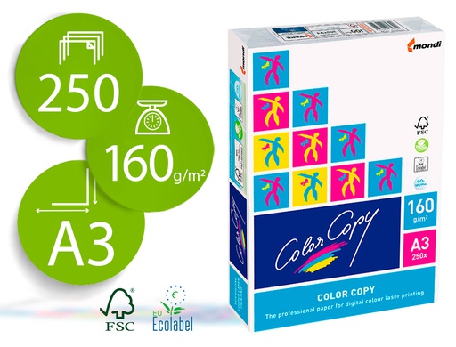 [CC-160-A3] PAPEL FOTOCOPIADORA COLOR COPY DIN A3 160 GRAMOS PAQUETE DE 250 HOJAS