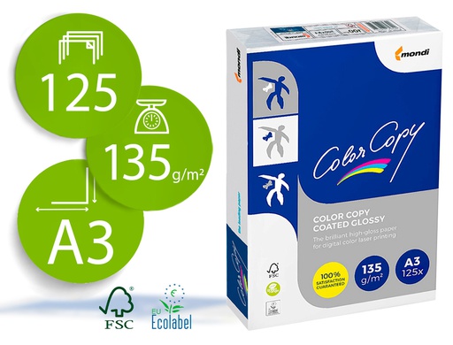 [CCG-135-A3] PAPEL FOTOCOPIADORA COLOR COPY GLOSSY DIN A3 135 GRAMOS PAQUETE DE 250 HOJAS