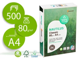 [NT-80-A4] PAPEL FOTOCOPIADORA NAUTILUS DIN A4 80 GRAMOS -PAQUETE DE 500 HOJAS 100% RECICLADO