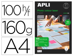 [11817] PAPEL FOTOGRAFICO APLI GLOSSY DOBLE CARA DIN A4 PACK DE 100 HOJAS 160 GR
