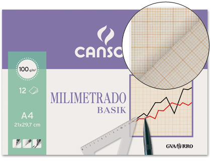 [C200406323] PAPEL MILIMETRADO GUARRO 210X297 MM MINIPACK DE 12 HOJAS