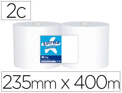 [J624012] PAPEL SECAMANOS INDUSTRIAL AMOOS 2 CAPAS 235 MM X 400 MT PAQUETE DE 2 ROLLOS