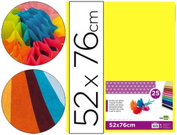 [SE25] PAPEL SEDA LIDERPAPEL AMARILLO 52X76 CM 18 GR PAQUETE DE 25 HOJAS