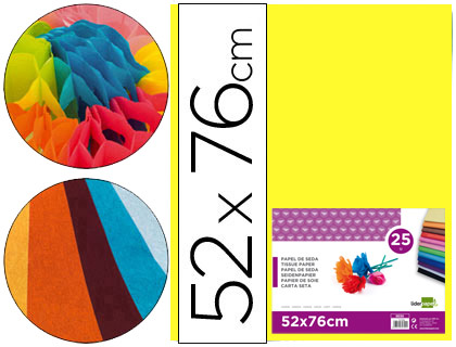 [SE25] PAPEL SEDA LIDERPAPEL AMARILLO 52X76 CM 18 GR PAQUETE DE 25 HOJAS