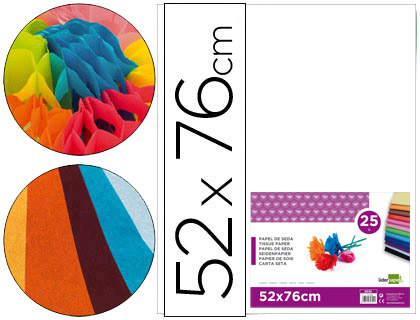 [SE26] PAPEL SEDA LIDERPAPEL BLANCO 52X76 CM 18 GR PAQUETE DE 25 HOJAS