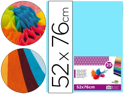 [SE15] PAPEL SEDA LIDERPAPEL CELESTE 52X76 CM 18 GR PAQUETE DE 25 HOJAS