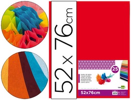 [SE23] PAPEL SEDA LIDERPAPEL ROJO 52X76 CM 18 GR -PAQUETE DE 25 HOJAS