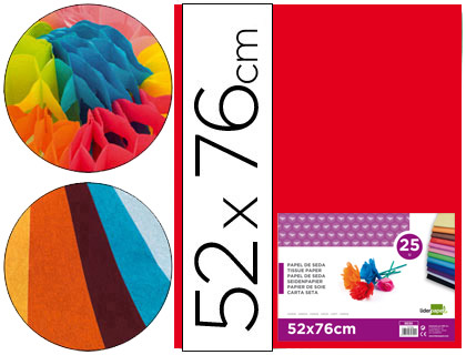 [SE23] PAPEL SEDA LIDERPAPEL ROJO 52X76 CM 18 GR PAQUETE DE 25 HOJAS