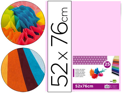 [SE17] PAPEL SEDA LIDERPAPEL ROSA 52X76 CM 18 GR PAQUETE DE 25 HOJAS