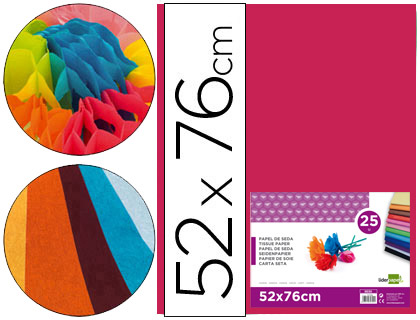 [SE19] PAPEL SEDA LIDERPAPEL ROSA FUERTE 52X76 CM 18 GR PAQUETE DE 25 HOJAS
