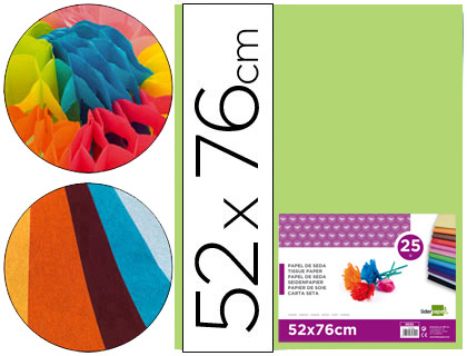 [SE24] PAPEL SEDA LIDERPAPEL VERDE MEDIO 52X76 CM 18 GR PAQUETE DE 25 HOJAS
