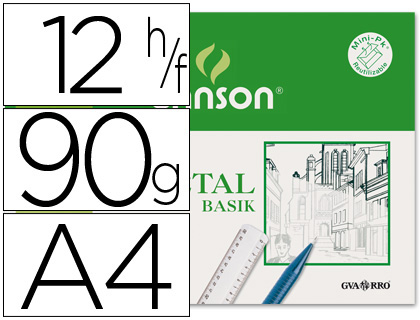 [C200407621] PAPEL VEGETAL GUARRO DIN A4 90-95 GR MINIPACK DE 12 HOJAS