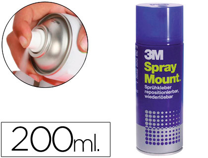 [YP208060506] PEGAMENTO 3M SPRAY MOUNT ADHESIVO REPOSICIONABLE POR TIEMPO LIMITADO BOTE DE 200 ML