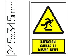 [2085] PICTOGRAMA SYSSA SEÑAL DE ADVERTENCIA ATENCION! CAIDAS AL MISMO NIVEL EN PVC 245X345 MM