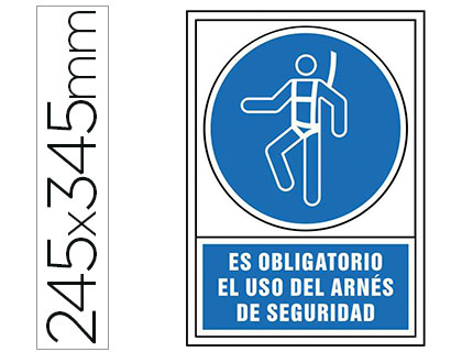 [4001 PICTO] PICTOGRAMA SYSSA SEÑAL DE OBLIGACION ES OBLIGATORIO EL USO DE ARNES DE SEGURIDAD EN PVC 245X345 MM