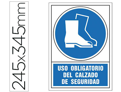 [4005] PICTOGRAMA SYSSA SEÑAL DE OBLIGACION USO OBLIGATORIO DEL CALZADO DE SEGURIDAD EN PVC 245X345 MM