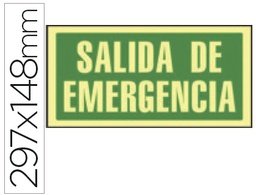 [9070F] PICTOGRAMA SYSSA SEÑAL DE SALIDA DE EMERGENCIA EN PVC FOTOLUMINISCENTE 297X148 MM