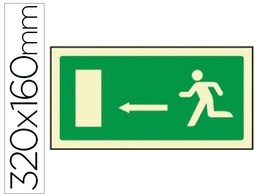 [9054] PICTOGRAMA SYSSA SEÑAL DE SALIDA EMERGENCIA FLECHA IZQUIERDA EN PVC FOTOLUMINISCENTE 320X160 MM