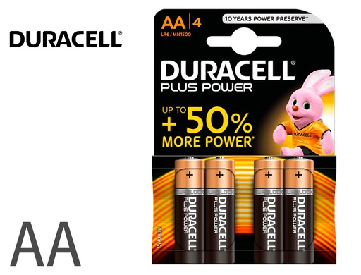 [303131] PILA DURACELL ALCALINA PLUS AA BLISTER CON 4 UNIDADES