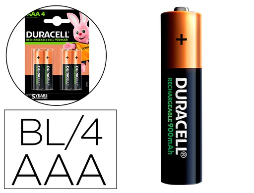 [81241741] PILA DURACELL RECARGABLE STAYCHARGED AAA 900 MAH BLISTER DE 4 UNIDADES