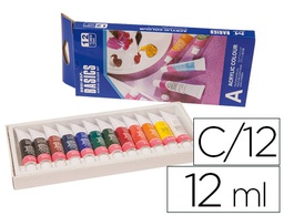 [A1212E] PINTURA ACRILICA ARTIST CAJA CARTON DE 12 COLORES SURTIDOS TUBO DE 12 ML