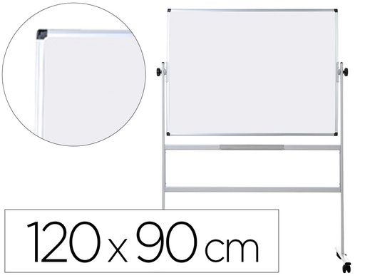 [KF03581] PIZARRA BLANCA Q-CONNECT DOBLE CARA MELAMINA MARCO DE ALUMINIO 120X90 CM GIRATORIA