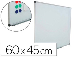 [6500] PIZARRA BLANCA ROCADA ACERO VITRIFICADO MAGNETICO MARCO ALUMINIO Y CANTONERAS PVC 60X45 CM INCLUYE BANDEJA PARA