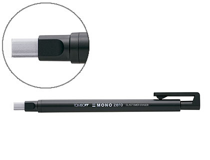 [EH-KUS11] PORTAGOMAS TOMBOW MONO ZERO CON CLIP GOMA RECTANGULAR 2,5 X 5 MM COLOR NEGRO