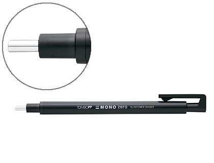 [EH-KUR11] PORTAGOMAS TOMBOW MONO ZERO CON CLIP GOMA REDONDA 2,3 MM DIAMETRO COLOR NEGRO