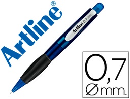 [7070] PORTAMINAS ARTLINE RETRACTIL SUJECION DE CAUCHO TRANSLUCIDO 0.7 MM -CUERPO AZUL