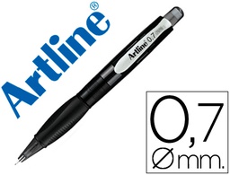 [7070] PORTAMINAS ARTLINE RETRACTIL SUJECION DE CAUCHO TRANSLUCIDO 0.7 MM -CUERPO NEGRO