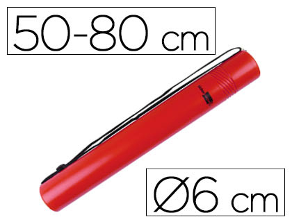 [PP08] PORTAPLANOS PLASTICO LIDERPAPEL DIAMETRO 6 CM EXTENSIBLE HASTA 80 ROJO