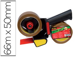 [LN.5066.R2D] PORTARROLLO SCOTCH PARA EMBALAJE HEAVY DUTY BAJO RUIDO CON 2 ROLLOS DE CINTAS MARRON 50MM X 66MT