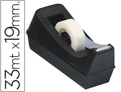 [KF01294] PORTARROLLO SOBREMESA Q-CONNECT PLASTICO PARA CINTA DE 33 MT COLOR NEGRO