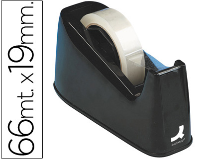 [KF11010] PORTARROLLO SOBREMESA Q-CONNECT PLASTICO PARA CINTAS DE 33 Y 66 MT COLOR NEGRO