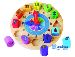 [16049A] PUZZLE ANDREUTOYS RELOJ MADERA FIGURAS GEOMETRICAS 22X4 CM