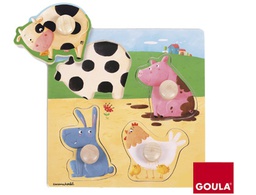 [53069] PUZZLE GOULA MADERA 4 PIEZAS ANIMALES GRANJA COLOR