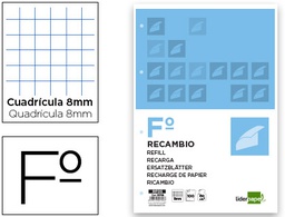 [RF05] RECAMBIO LIDERPAPEL FOLIO 100 H 4TF-08 CUADRO 8 MM 4 TALADROS CON MARGEN