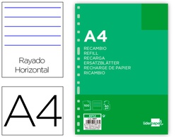 [RF12] RECAMBIO LIDERPAPEL FOLIO 100 HOJAS 60G/M2 HORIZONTAL SIN MARGEN 16 TALADROS