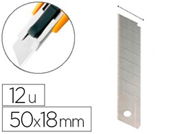 [KF10636] REPUESTO CUTER ANCHO METALICO Q-CONNECT 0,5X18 MM -ESTUCHE DE 12 CUCHILLAS