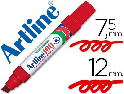[100-R] ROTULADOR ARTLINE MARCADOR PERMANENTE 100 ROJO PUNTA BISELADA