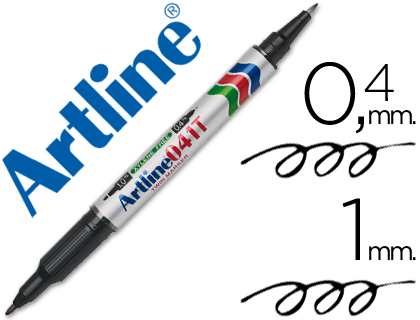 [EK-041T/NE] ROTULADOR ARTLINE MARCADOR PERMANENTE EK-041T NEGRO DOBLE PUNTA 0,4 Y 1,0 MM