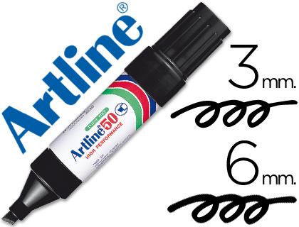 [EK-50 N] ROTULADOR ARTLINE MARCADOR PERMANENTE EK-50 NEGRO PUNTA BISELADA 6 MM PAPEL METAL Y CRISTAL