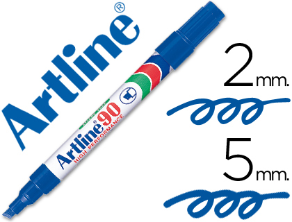 [EK-90 A] ROTULADOR ARTLINE MARCADOR PERMANENTE EK-90 AZUL PUNTA BISELADA 5 MM PAPEL METAL Y CRISTAL